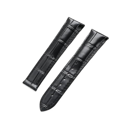 XTVKFWJAB Lederarmband mit Faltschließe for Herren und Damen, universelles Ersatzband, Uhrenzubehör, kompatibel Omega Seamaster(Black no buckle,19mm) von XTVKFWJAB