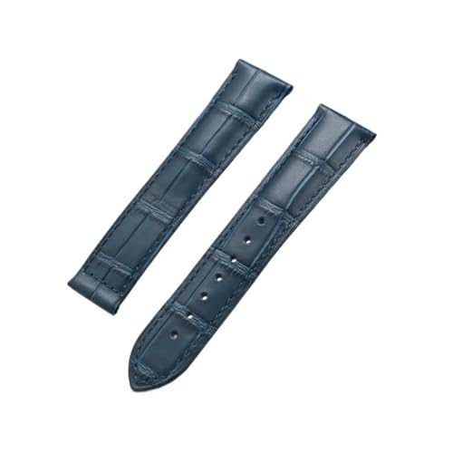 XTVKFWJAB Lederarmband mit Faltschließe for Herren und Damen, universelles Ersatzband, Uhrenzubehör, kompatibel Omega Seamaster(Blue no buckle,20mm) von XTVKFWJAB