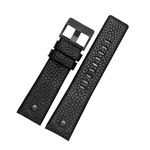 XTVKFWJAB Litschi-Armband Kompatibel mit Diesel-Kuhleder-Uhrenarmband Herren DZ7395 DZ7370 DZ7257 rotes Uhrenarmband 20 mm 22 mm 24 mm 26 mm 28 mm 30 mm Armband(Black B black,22mm) von XTVKFWJAB
