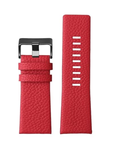 XTVKFWJAB Litschi-Armband Kompatibel mit Diesel-Kuhleder-Uhrenarmband Herren DZ7395 DZ7370 DZ7257 rotes Uhrenarmband 20 mm 22 mm 24 mm 26 mm 28 mm 30 mm Armband(Red A black,22mm) von XTVKFWJAB