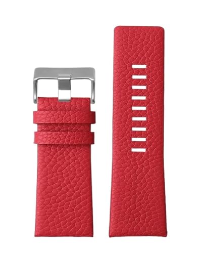 XTVKFWJAB Litschi-Armband Kompatibel mit Diesel-Kuhleder-Uhrenarmband Herren DZ7395 DZ7370 DZ7257 rotes Uhrenarmband 20 mm 22 mm 24 mm 26 mm 28 mm 30 mm Armband(Red A silver,26mm) von XTVKFWJAB