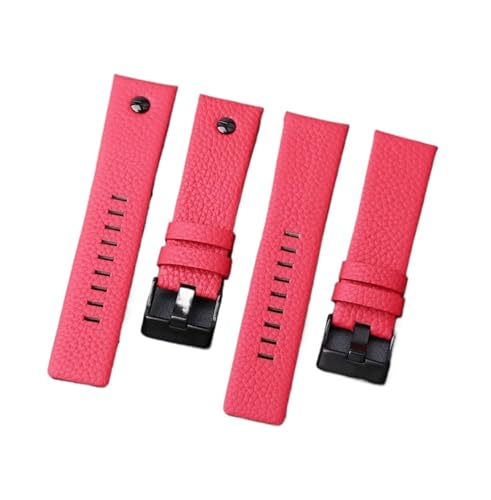 XTVKFWJAB Litschi-Armband Kompatibel mit Diesel-Kuhleder-Uhrenarmband Herren DZ7395 DZ7370 DZ7257 rotes Uhrenarmband 20 mm 22 mm 24 mm 26 mm 28 mm 30 mm Armband(Red B black,28mm) von XTVKFWJAB