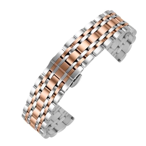 XTVKFWJAB Massives Edelstahl-Uhrenarmband, kompatibel mit Armani Ar1648 0389 16761909 1682, Herren- und Damen-Armband, Zubehör, 20 22 mm(Steel RoseGold,18mm) von XTVKFWJAB