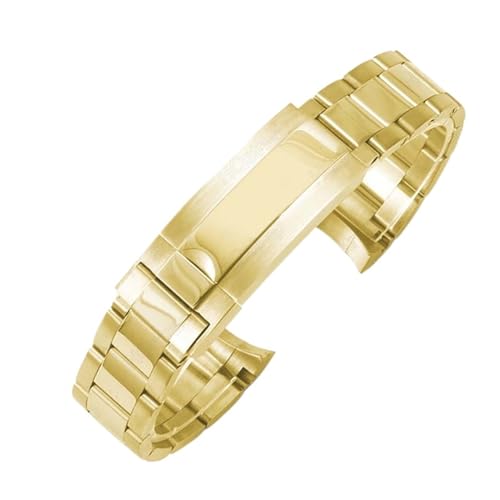 XTVKFWJAB Massives Edelstahlarmband, kompatibel mit Rolex-Uhrenarmband, silberner Gürtel, wasserdichtem Submariner-Armband, Herren-Business-Armband(GD Polished Matte,20mm no logo) von XTVKFWJAB