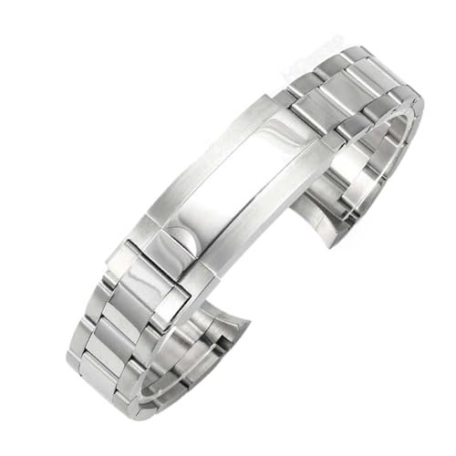 XTVKFWJAB Massives Edelstahlarmband, kompatibel mit Rolex-Uhrenarmband, silberner Gürtel, wasserdichtem Submariner-Armband, Herren-Business-Armband(SV Polished Matte,21mm no logo) von XTVKFWJAB