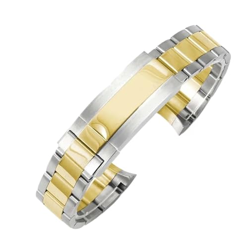 XTVKFWJAB Massives Edelstahlarmband, kompatibel mit Rolex-Uhrenarmband, silberner Gürtel, wasserdichtem Submariner-Armband, Herren-Business-Armband(SVGD Polished Matte,20mm no logo) von XTVKFWJAB