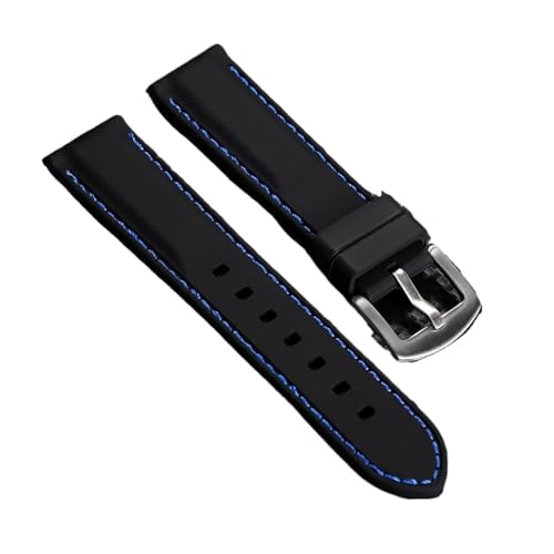 XTVKFWJAB Silikon-Armband, universelles Gummi-Uhrenarmband, kompatibel mit Seiko Sport, wasserdichtes Armband, Damen- und Herrenarmband(Black Blue,22mm) von XTVKFWJAB