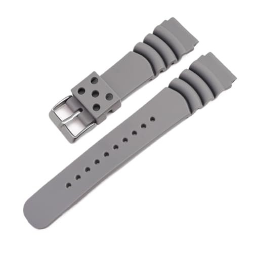 XTVKFWJAB Silikon-Sportarmband, Tauchen, wasserdichtes Armband, Gummi, TPU, Herren, Ersatzarmband, Uhrenzubehör, kompatibel mit Seiko(Gray,22mm) von XTVKFWJAB