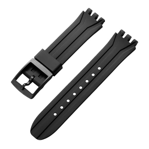 XTVKFWJAB Silikon-Uhrenarmband, 18 mm, kompatibel mit Swatch SUIB400 SUIK400, wasserdicht, weiches Gummiband, Herren- und Damen-Sportarmband, Zubehörarmband(Black) von XTVKFWJAB