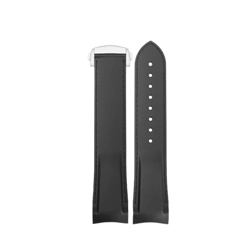 XTVKFWJAB Silikonarmband kompatibel mit Hamilton Khaki Navy Frogman H776050 H777050 H778050 Sport-Taucheruhr-Ketten-Arc-Armband-Zubehör(Black Black-silvery,20mm-width) von XTVKFWJAB