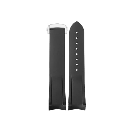 XTVKFWJAB Silikonarmband kompatibel mit Hamilton Khaki Navy Frogman H776050 H777050 H778050 Sport-Taucheruhr-Ketten-Arc-Armband-Zubehör(Black no-silvery,20mm-width) von XTVKFWJAB