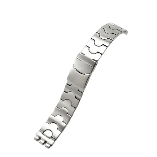 XTVKFWJAB Solides, raffiniertes Stahlband for Herren und Damen, kompatibel mit Swatch Ygs749g, dreifach konkav-konvexes Uhrenarmband, 17 mm, 19(SWQ-G03-Steel-17mm) von XTVKFWJAB