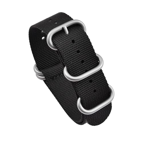 XTVKFWJAB Strapazierfähiges Nylonarmband, 20 mm, 22 mm, gestreift, wasserdicht, Edelstahlringschnalle, Ersatzarmband, Uhrenzubehör for Seiko(Black 01,20mm) von XTVKFWJAB