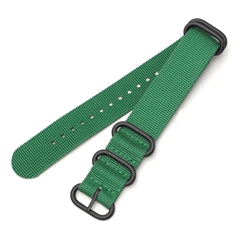 XTVKFWJAB Strapazierfähiges Nylonarmband, 20 mm, 22 mm, gestreift, wasserdicht, Edelstahlringschnalle, Ersatzarmband, Uhrenzubehör for Seiko(Dark green02,20mm) von XTVKFWJAB