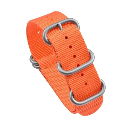 XTVKFWJAB Strapazierfähiges Nylonarmband, 20 mm, 22 mm, gestreift, wasserdicht, Edelstahlringschnalle, Ersatzarmband, Uhrenzubehör for Seiko(Orange01,20mm) von XTVKFWJAB