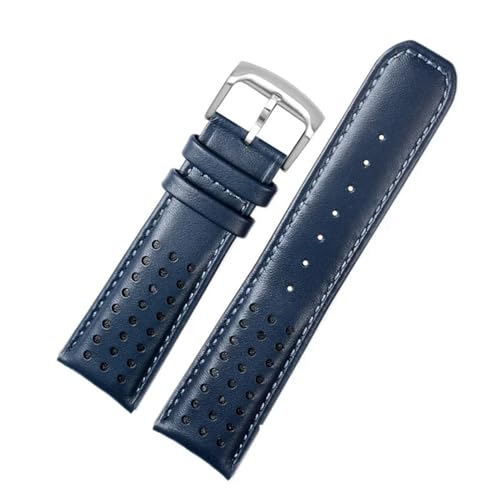 XTVKFWJAB Uhrenarmband Aus Echtem Leder, Kompatibel Mit Citizen-Uhrenarmband Blue Angel JY8078-52L Y8078-01L, Zweite Generation, Blue Angel, Rindsleder, 22 23 Mm(Blue Silver,23mm) von XTVKFWJAB