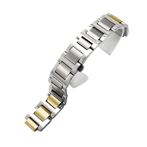 XTVKFWJAB Uhrenarmband aus Edelstahl 316, kompatibel mit Cartier Blue Balloon Steel Belt, Herren- und Damen-Uhrenarmband Black Knight, Zubehör, 22 14 mm(Steel-Golden,14x22mm) von XTVKFWJAB