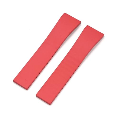 XTVKFWJAB Uhrenarmband aus Fluorkautschuk der Güteklasse FKM, 18 mm, 19 mm, 20 mm, 21 mm, 22 mm, universelles Armband mit Schnellverschluss und fester Faltschließe(Red No buckle,22mm) von XTVKFWJAB