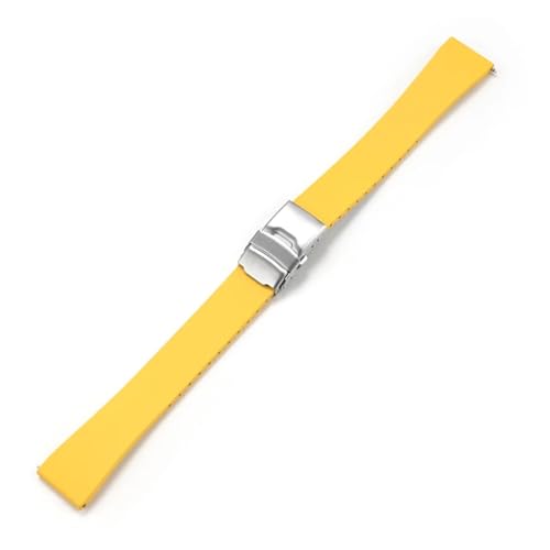 XTVKFWJAB Uhrenarmband aus Fluorkautschuk der Güteklasse FKM, 18 mm, 19 mm, 20 mm, 21 mm, 22 mm, universelles Armband mit Schnellverschluss und fester Faltschließe(Yellow,21mm) von XTVKFWJAB