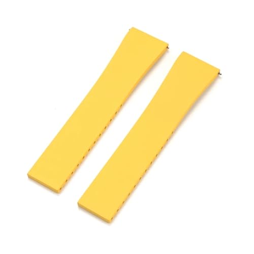 XTVKFWJAB Uhrenarmband aus Fluorkautschuk der Güteklasse FKM, 18 mm, 19 mm, 20 mm, 21 mm, 22 mm, universelles Armband mit Schnellverschluss und fester Faltschließe(Yellow No buckle,22mm) von XTVKFWJAB