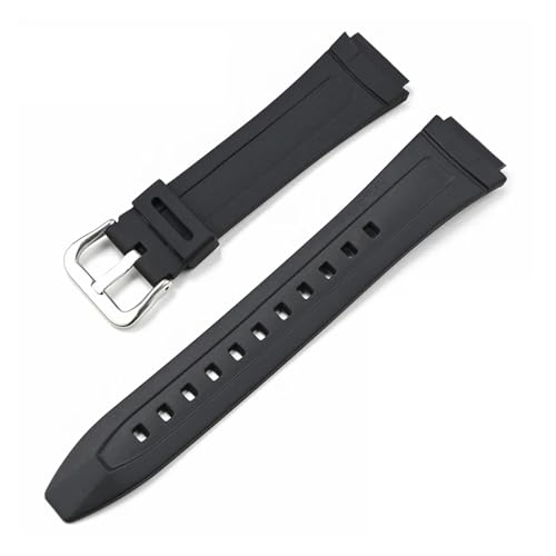 XTVKFWJAB Uhrenarmband for Casio AW-80 AW-82 Elektronische Uhr Gummiharzband Schwarz Konvex Sport Wasserdicht Armband Zubehör 18mm(Black silver) von XTVKFWJAB