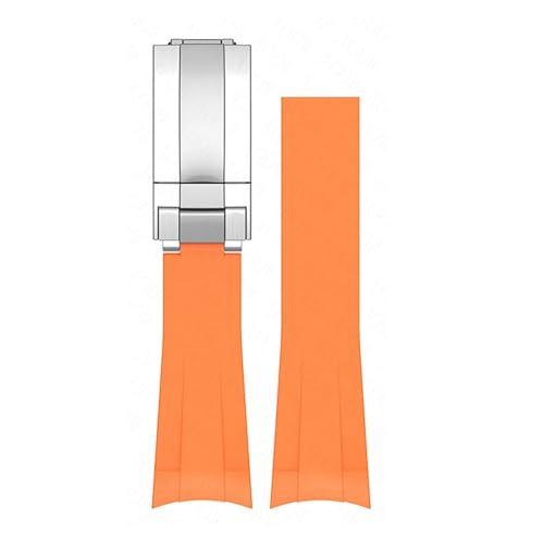 XTVKFWJAB Uhrenarmband kompatibel mit Omega X Swatch Joint Moonswatch TPU-Gummiband mit gebogenem Ende for Rolex Water Ghost Sport wasserdichtes Armband 20 mm(Orange) von XTVKFWJAB