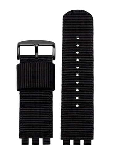 XTVKFWJAB Uhrenarmband kompatibel mit SWATCH YCS YAS YGS IRONY atmungsaktives Nylon-Uhrenarmband 17 mm 19 mm Rot-Blau-Canvas-Armband Herren Damen Uhrenzubehör(6 black,17mm) von XTVKFWJAB