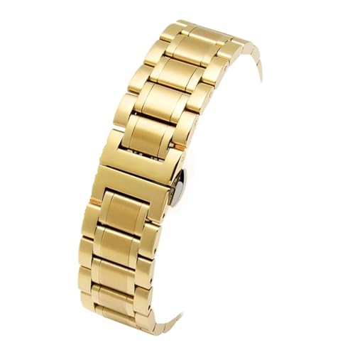XTVKFWJAB Uhrenarmband kompatibel mit jedem Armband aus Edelstahl 14 15 16 17 18 19 20 21 22 23 24 mm mit gebogenem Riemenzubehör(Gold,17mm) von XTVKFWJAB