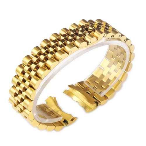 XTVKFWJAB Uhrenzubehörband aus massivem Edelstahl, kompatibel mit Rolex DATEJUST DAY-DATE OYSTERPERTUAL DATE 904L-Armband 17 mm 20 mm 21 mm(Gold 5,21mm) von XTVKFWJAB