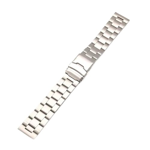 XTVKFWJAB Universal Edelstahl 20mm 22mm 3 Perlen Kurve mit geradem Ende Metall Oyster Solid Watch Armband Band Armband(Brushed Silver,22mm) von XTVKFWJAB