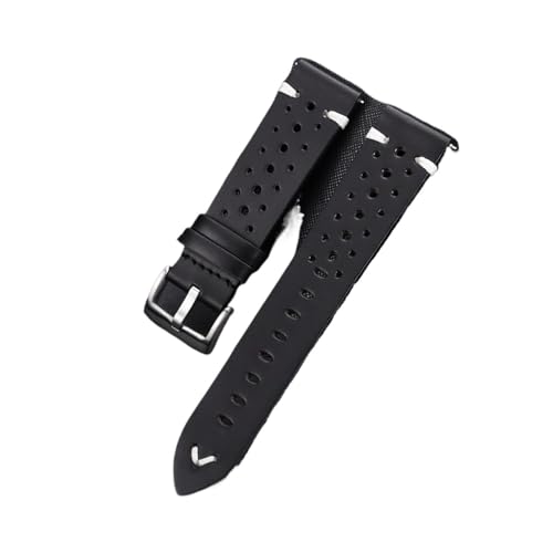 XTVKFWJAB Vintage Leder Uhrenarmband Ölwachs Verfärbung Atmungsaktives Rindsleder Armband Schnellverschluss Damen Herren(Black,20mm) von XTVKFWJAB