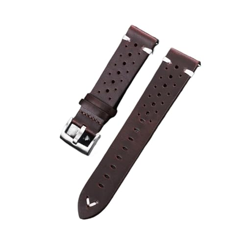 XTVKFWJAB Vintage Leder Uhrenarmband Ölwachs Verfärbung Atmungsaktives Rindsleder Armband Schnellverschluss Damen Herren(Red Brown,22mm) von XTVKFWJAB
