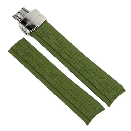 XTVKFWJAB Weiches Gummi-Uhrenarmband Aquanaut, kompatibel mit Patek Philippe Silikon 5164A 5167A 5168A Uhrenarmbändern Faltschließe(Green silver) von XTVKFWJAB