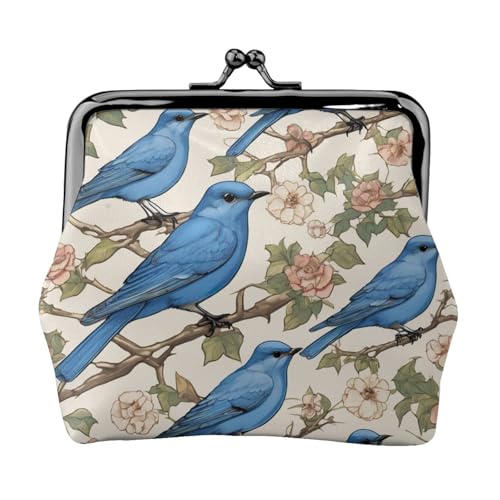 Bluebird-Muster 02 Druck Kleingeldbörse Damen Münzgeldbörse kleine Beutel mit Kussschloss, für Münzen, Karten, Kleinigkeiten von XTYGETY