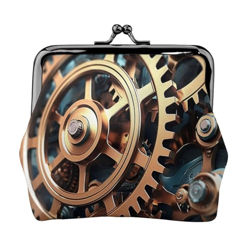 Coole Steampunk-Zahnrad-Druck-Geldbörse für Damen, Münzgeldbörse, kleine Beutel mit Kussschloss, für Münzen, Karten, kleine Gegenstände von XTYGETY