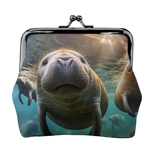 Crazy Save Damen-Geldbörse mit Seekuh-Druck, kleine Beutel mit Kussschloss, für Münzen, Karten, kleine Gegenstände von XTYGETY