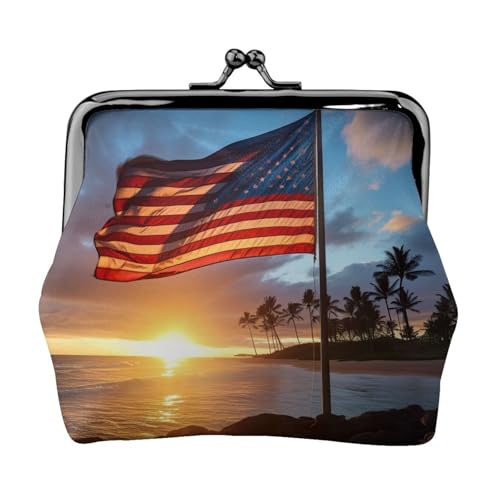 Damen-Geldbörse mit Hawaii-Flagge, Kleingeldbörse mit Kussschloss, für Münzen, Karten, kleine Gegenstände von XTYGETY