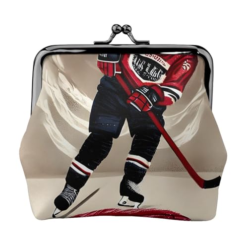 Damen Geldbörse mit Hockey-Sportdruck, Münzgeldbörse, kleine Beutel mit Kussschloss, für Münzen, Karten, kleine Gegenstände von XTYGETY