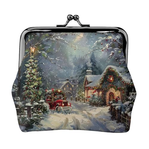 Damen-Geldbörse mit Weihnachtsdruck, kleine Beutel mit Kussschloss, für Münzen, Karten, kleine Gegenstände von XTYGETY