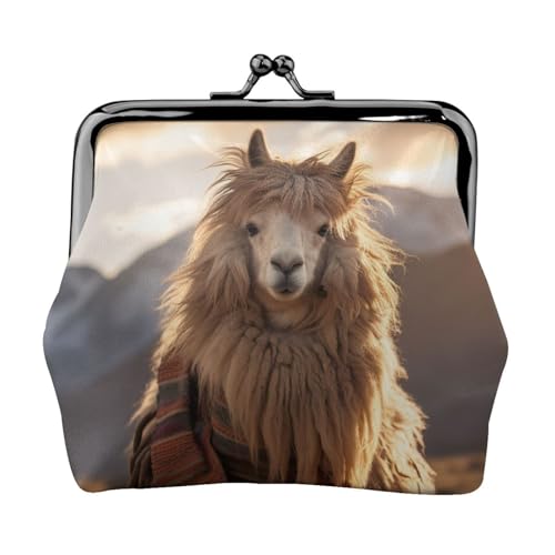 Damen-Geldbörse mit indischem Alpaka-Druck, kleine Beutel mit Kussschloss, für Münzen, Karten, kleine Gegenstände von XTYGETY