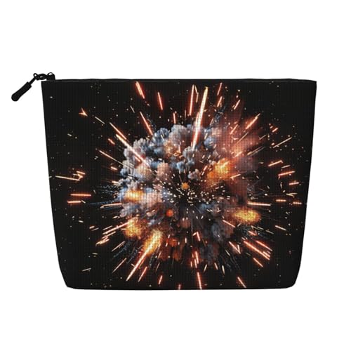 Explosion Firework 3D-Druck Kulturbeutel Kosmetiktasche Große Kapazität Reise Make-up Tasche für Frauen für den täglichen Gebrauch Reisen, Schwarz , Einheitsgröße von XTYGETY