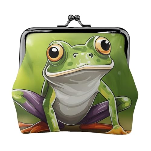Geldbörse mit Cartoon-Frosch-Druck, für Damen, Münzgeldbörse, kleine Beutel mit Kussschloss, für Münzen, Karten, kleine Gegenstände von XTYGETY