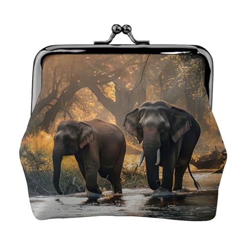 Geldbörse mit Elefantenmotiv, für Damen, Münzgeldbörse, kleine Beutel mit Kussschloss, für Münzen, Karten, kleine Gegenstände von XTYGETY