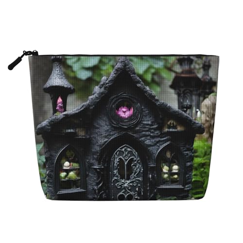 Gothic Fairy Garden02 Kulturbeutel mit Aufdruck, Kosmetiktasche, große Kapazität, Reise-Make-up-Tasche für Damen, für den täglichen Gebrauch, Reisen, Schwarz , Einheitsgröße von XTYGETY