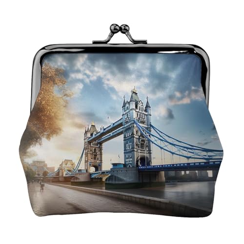Historic Old Tower Bridge London Print Kleingeldbörse für Damen, Münzgeldbörse, kleine Beutel mit Kussschloss, für Münzen, Karten, kleine Gegenstände von XTYGETY