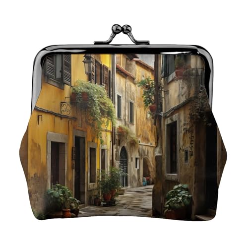 Italienische Geldbörse mit altem Straßendruck, Münzgeldbörse, kleine Beutel mit Kussschloss, für Münzen, Karten, kleine Gegenstände von XTYGETY