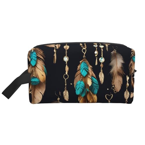 Kosmetiktasche mit Federaufdruck, Kulturbeutel, Kulturbeutel für Männer und Frauen, für Reisen, Fitnessstudio, Alltag von XTYGETY