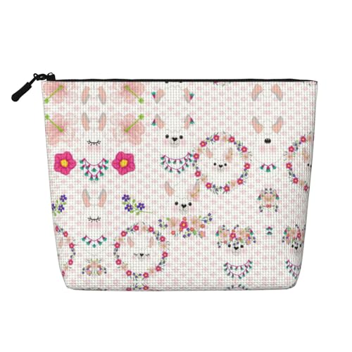 Kulturbeutel mit Cartoon-Llama-Alpaka-Druck, Kosmetiktasche, große Kapazität, Reise-Make-up-Tasche für Damen, für den täglichen Gebrauch, Reisen, Schwarz , Einheitsgröße von XTYGETY