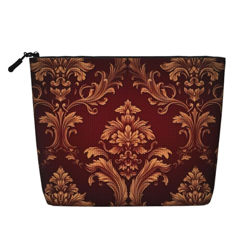 Kulturbeutel mit Damast-Muster, Kosmetiktasche, große Kapazität, Reise-Make-up-Tasche für Damen, für den täglichen Gebrauch, Reisen, Schwarz , Einheitsgröße von XTYGETY
