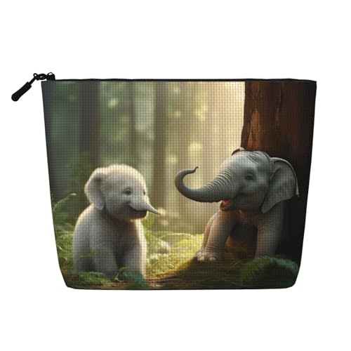 Kulturbeutel mit Elefanten- und Weißem Kaninchen-Aufdruck, Kosmetiktasche, große Kapazität, Reise-Make-up-Tasche für Damen, für den täglichen Gebrauch, Reisen, Schwarz , Einheitsgröße Kulturbeutel mit Elefanten- und Weißem Kaninchen-Aufdruck, Kosmetiktasche, große Kapazität, Reise-Make-up-Tasche für Damen, für den täglichen Gebrauch, Reisen, Schwarz , Einheitsgröße von XTYGETY